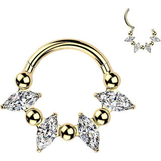 Titanium Ring zirconia marquise cut balls Clicker
