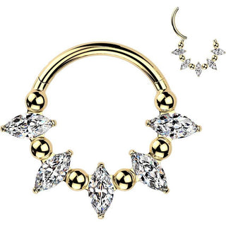 Titanium Ring zirconia marquise cut balls Clicker