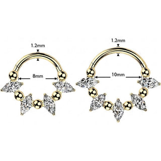 Titanium Ring zirconia marquise cut balls Clicker