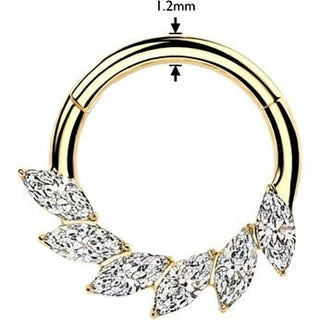 Titanium Ring marquise cubic zirconia swirl fan Clicker