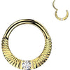 Titanium Ring zirconia cuts round cubic zirconia center Clicker