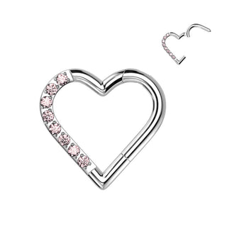 Titanium Ring Heart Zirconia Clicker