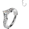 Titanium Ring pave cubic zirconia chevron centered pear cubic zirconia Clicker