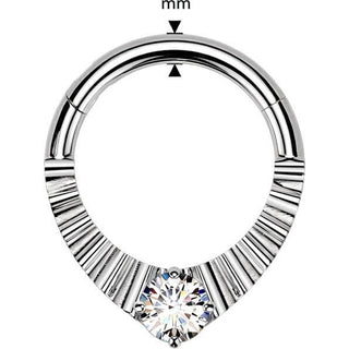 Titanium Ring faceted teardrop cubic zirconia center Clicker