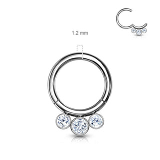 Titanium Ring Ball 3 Zirconia Silver Clicker