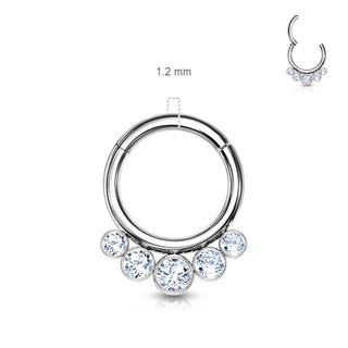Titanium Ring 5 Zirconia Silver Clicker