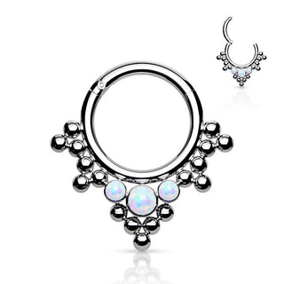 Titanium Ring Ball Opal Silver Clicker