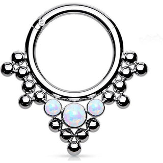 Titan Ring Kugel Opal Silber Clicker