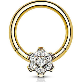 Titan Ring Blume Zirkonia Clicker