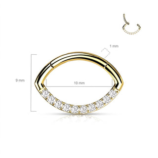 Titanium Ring Oval Zirconia Clicker