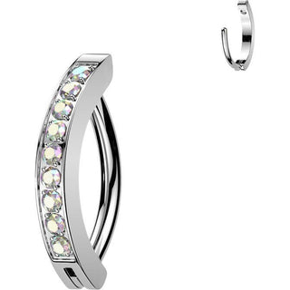 Titanium Eyebrow Piercing cnc set cubic zirconias Clicker