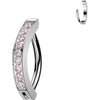 Titanium Eyebrow Piercing cnc set cubic zirconias Clicker