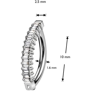 Titanium Belly Button Piercing zirconia baguette cut