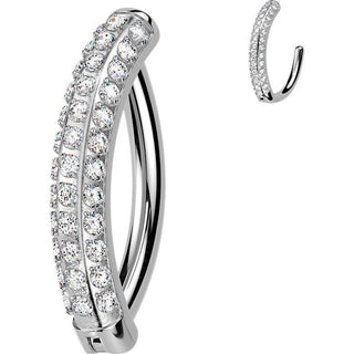 Titanium Belly Button Piercing triple line zirconia