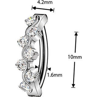Titanium Belly Button Piercing wave cubic zirconia Clicker