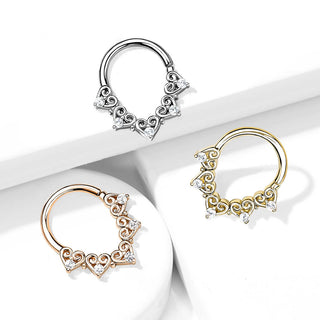 Ring Heart dangle Zirconia Silver Bendable