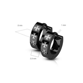 Earring Iron Cross Black