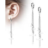 Earring 316L Hinged Hoop Earring 3 Cross Dangle 1 Pair Clicker