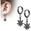 Earring 316L Hinged Hoop Earring Pot Leaf Dangle 1 Pair Clicker