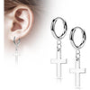 Earring 316L Hinged Hoop Earring Cross Dangle 1 Pair Clicker