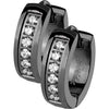 Earring 316L Hoop Huggie Earrings CNC Set Lined Cubic Zirconia 1 Pair Clicker