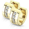 Earring 316L Hinge Action Hoop Earrings 4 CNC Set Clear Cubic Zirconia 1 Pair Clicker