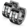 Earring 316L Hinge Action Hoop Earrings 4 CNC Set Clear Cubic Zirconia 1 Pair Clicker