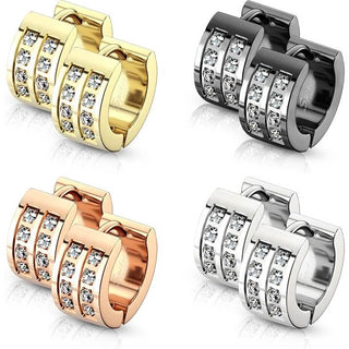 Earring Zirconia Double Line Clicker