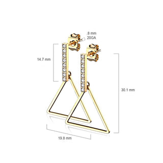 Ear Stud Triangle Bar dangle Zirconia