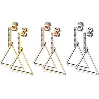 Ear Stud Triangle Bar dangle Zirconia