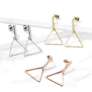 Ear Stud Triangle Bar dangle Zirconia