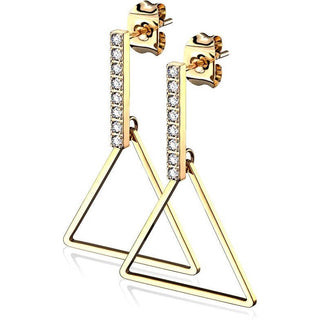 Ear Stud Triangle Bar dangle Zirconia