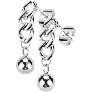 Stud Earring 316L Stud Earrings Chain Link Ball Dangle 1 Pair