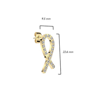 Stud Earring Ribbon Zirconia