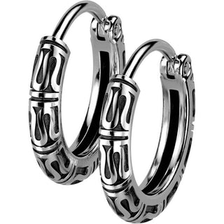 Earring 316L Hinged Hoop Earrings Tribal Casting 1 Pair Clicker