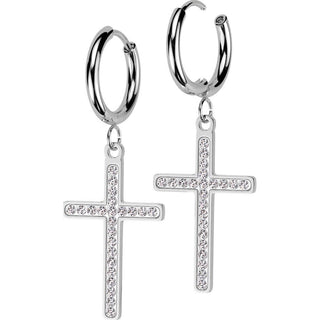 Earring cross zirconia dangle