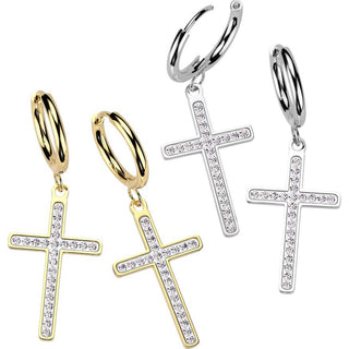 Earring cross zirconia dangle