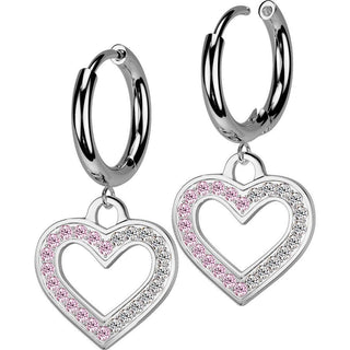 Earring heart zirconia dangle