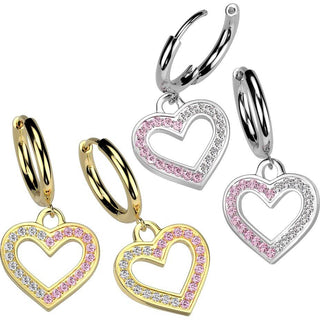 Earring heart zirconia dangle