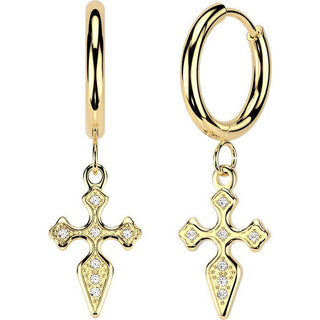 pave cubic zirconia cross dangle 1 pair, 3 s pairs