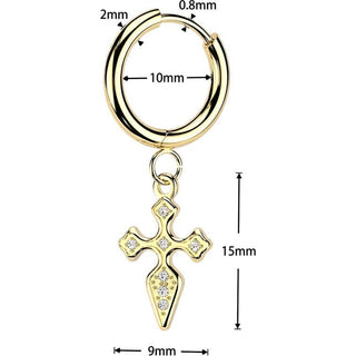 pave cubic zirconia cross dangle 1 pair, 3 s pairs