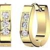 Hoop Earring 3 CNC Setting Zirconia Front 1 Pair