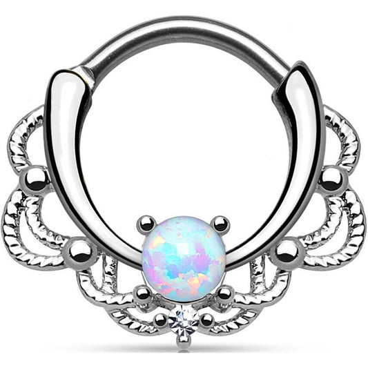 Septum Piercing Clicker Opal Silver Clicker