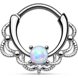 Septum Piercing Clicker Opal Silber Clicker