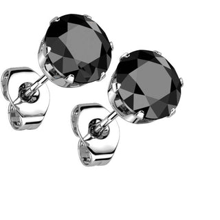 Stud Earring 316L Round Cubic Zirconia Stud Earring 1 Pair