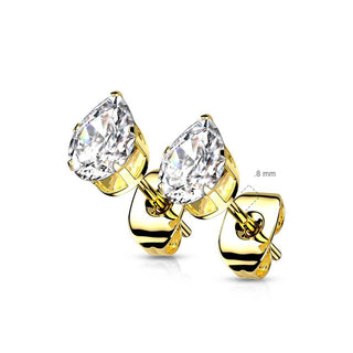 Stud Earring 316L Teardrop Cubic Zirconia Stud Earring 1 Pair