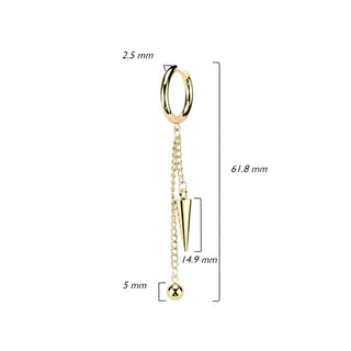 Earring 316L Hinged Hoop Earrings Ball Cone Dangle 1 Pair Clicker