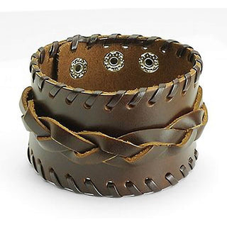 Bracelet Wide Brown Braided