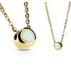 Necklace 316L Pendant with Chain IP Plated Bezeled White Opal Set