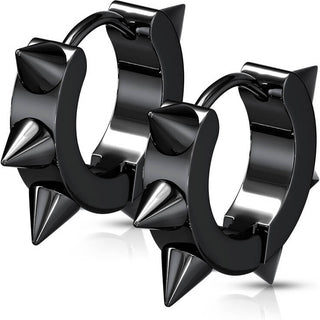 Earring 316L IP Hoop Earring with Spikes 1 Pair Clicker